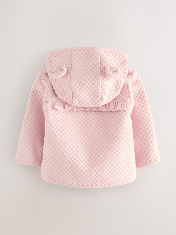 Baker by Ted Baker Lurex Quilted Hooded Jacket - Size Newborn