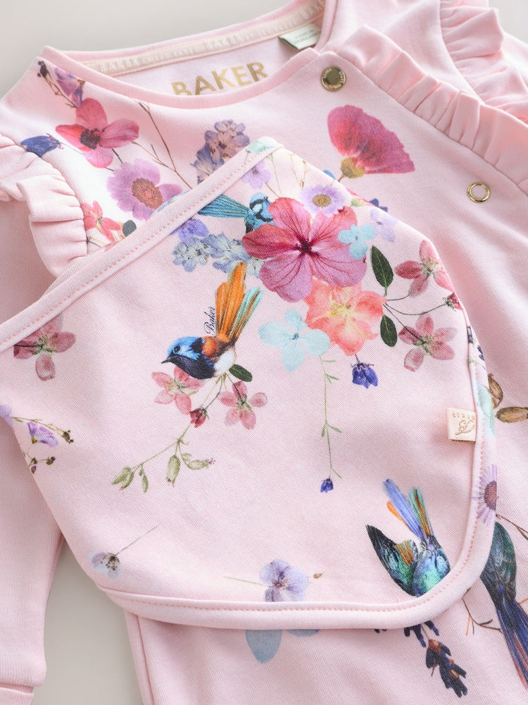 Baker by Ted Baker 2 Piece Frill Sleepsuit & Bib Set