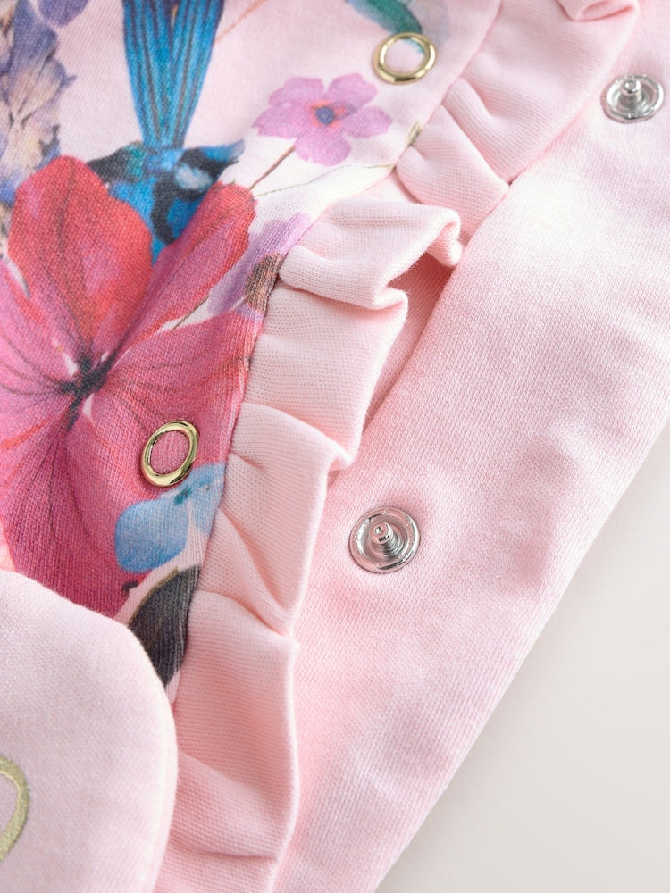 Baker by Ted Baker 2 Piece Frill Sleepsuit & Bib Set
