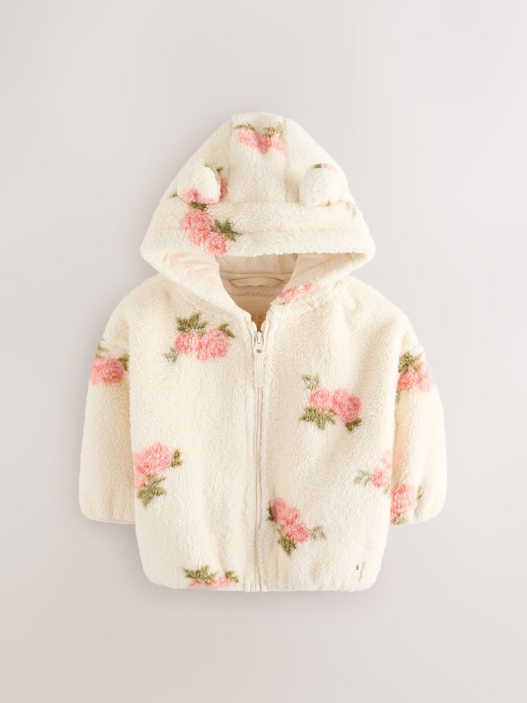 Cream Floral Print Zip Through Fleece (3mths-7yrs) - Size 3-6 Months (62-68cm)