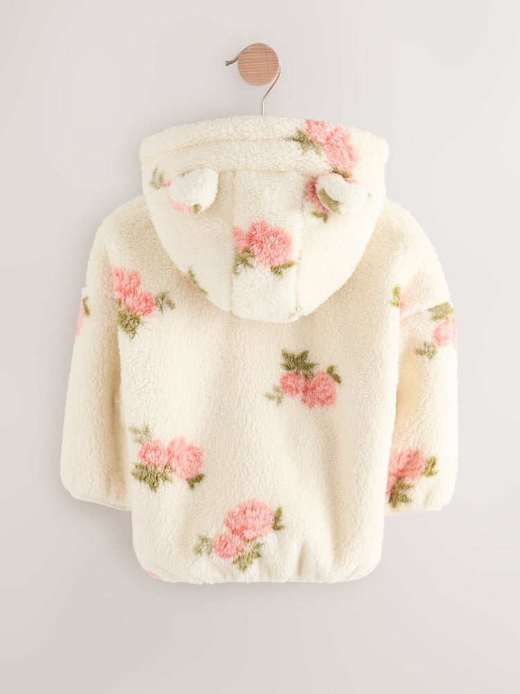 Cream Floral Print Zip Through Fleece (3mths-7yrs) - Size 3-6 Months (62-68cm)