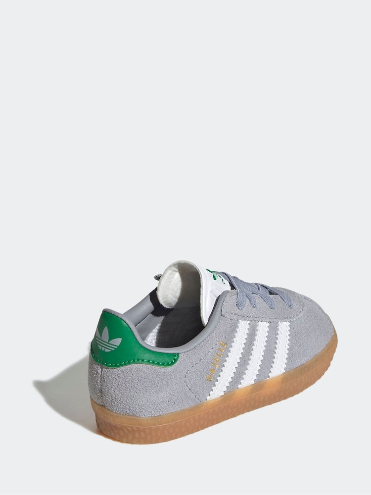 adidas Originals Grey Gazelle Comfort Closure Elastic Laces Infant Trainers