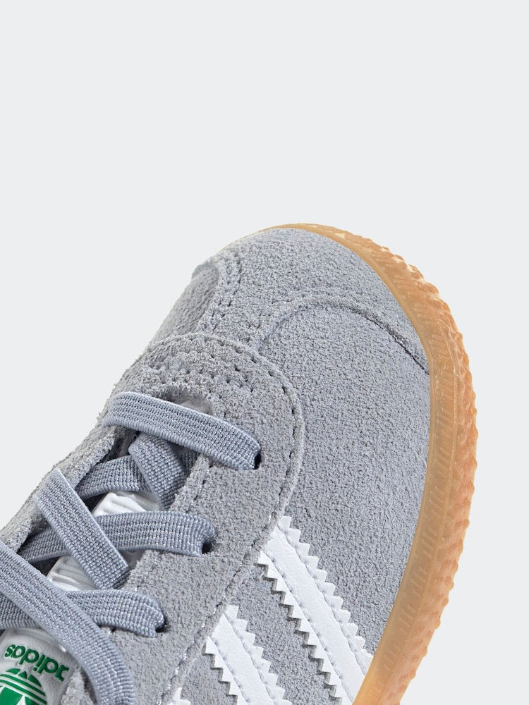 adidas Originals Grey Gazelle Comfort Closure Elastic Laces Infant Trainers