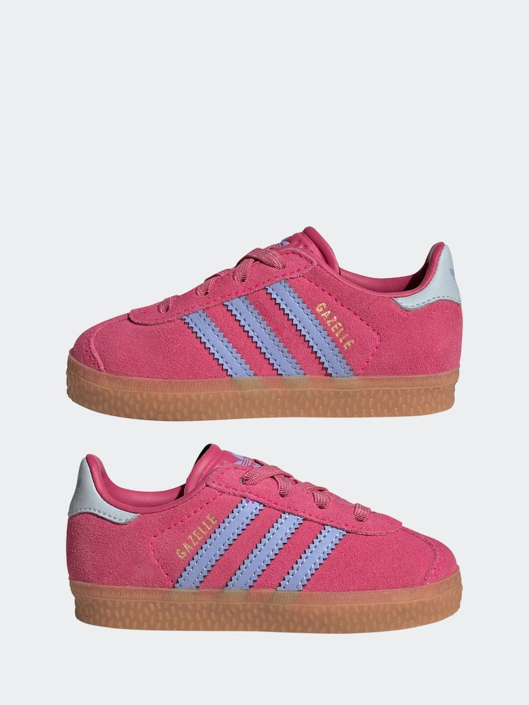 adidas Originals Dark Pink Gazelle Comfort Closure Elastic Laces Infant Trainers