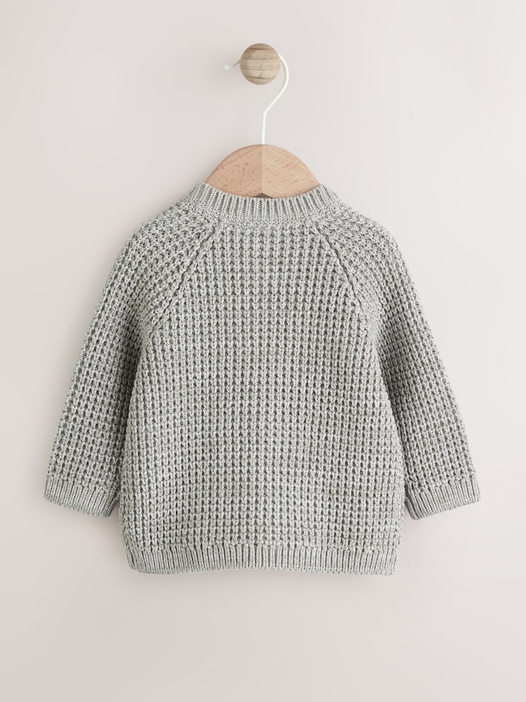 Grey Crochet Flowers Baby Knitted Cardigan (0mths-3yrs) - Size Up to 1 Month (56cm)