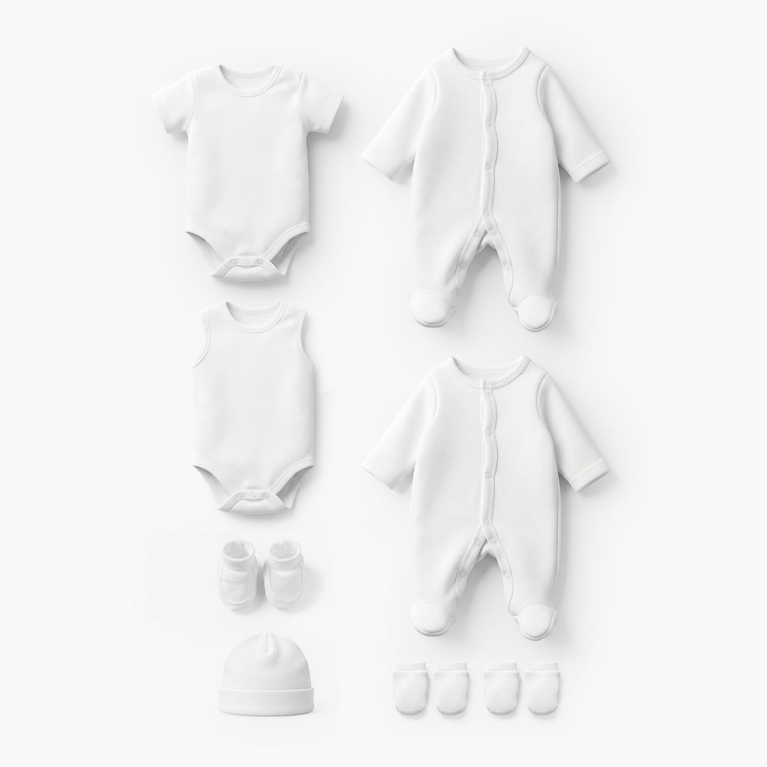 Set of 8 Juniors Clothing Gift Set with Snap Button Closure - White