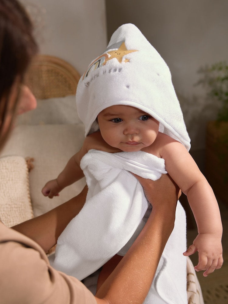 White Im New Here 100% Cotton Hooded Baby Towel - Size One