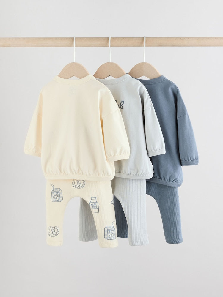 Blue Milk Club Tops and Leggings 6 Piece Baby Set (0mths-3yrs)