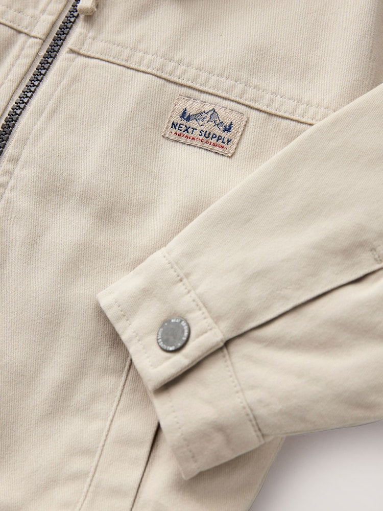 Cream/Brown Cord Collar Canvas Bomber Jacket (3mths-7yrs)