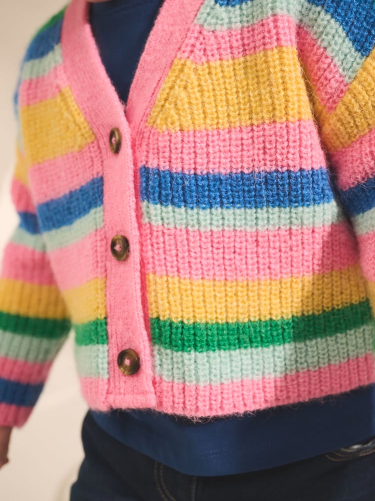 Rainbow V-Neck Cardigan (3mths-7yrs) - Size 3-6 Months (62-68cm)