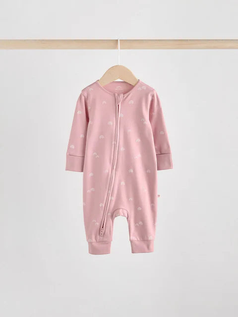 Pink 4 Pack Two Way Zip Baby Sleepsuits (0mths-3yrs)