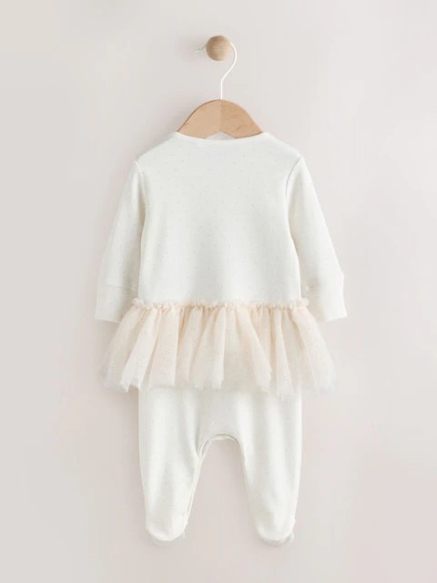 Ecru Bunny Tutu Baby Sleepsuit (0mths-2yrs)