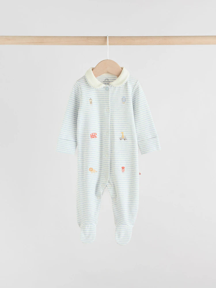 Blue London Baby Sleepsuits 3 Pack (0-2yrs)