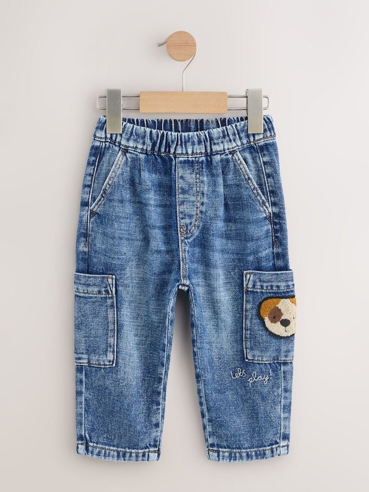 Mid Blue Dog Cargo Jeans (3mths-7yrs)