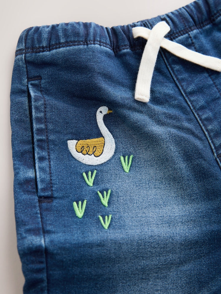Mid Blue Farm Character Wide Fit Barrel Jeans (3mths-7yrs)