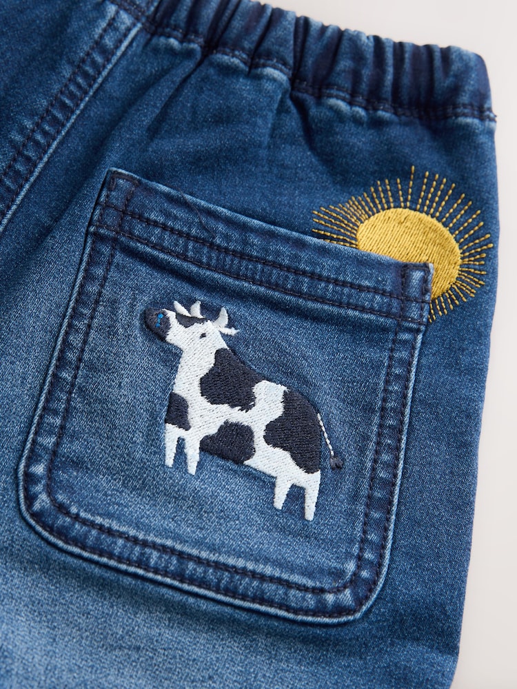 Mid Blue Farm Character Wide Fit Barrel Jeans (3mths-7yrs)
