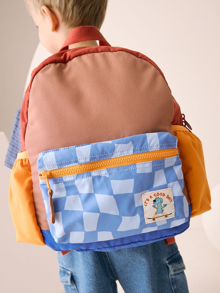 Colourblock Check Backpack