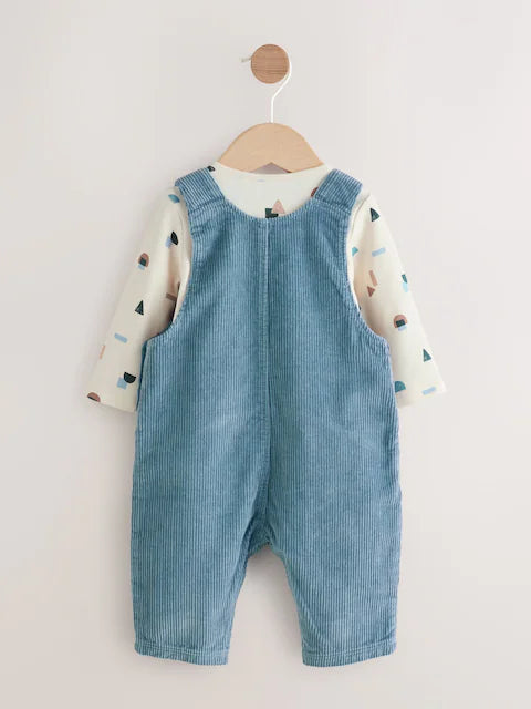 Mid Blue Cord Dungarees and Bodysuit Set (0mths-2yrs)