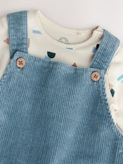 Mid Blue Cord Dungarees and Bodysuit Set (0mths-2yrs) - Size Up to 1 Month (56cm)