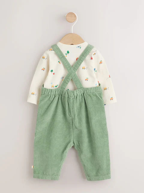 Green Farm Cord Dungarees and Bodysuit Set (0mths-2yrs)