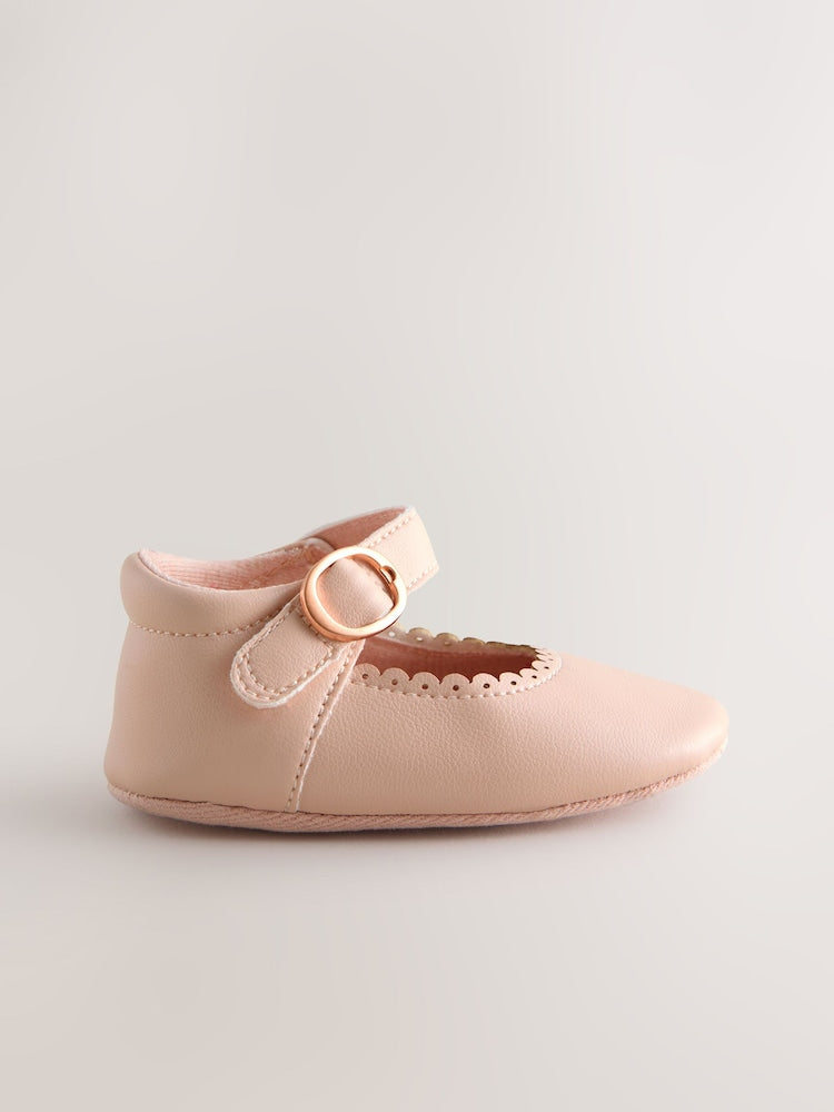 Pink Mary Jane Baby Shoes (0-24mths) - Size Up To 3 Months (50 - 62cm)