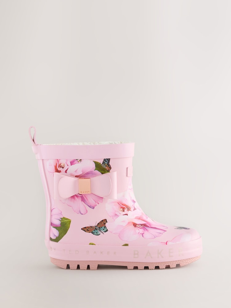 Baker by Ted Baker Girls Faux Fur Lined Welly Boots with Bow