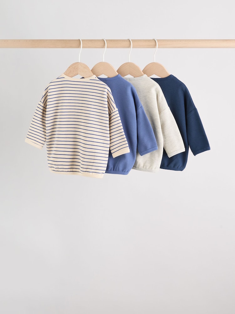 Blue Stripe Baby Long Sleeve T-Shirts 4 Pack (0mths-2yrs)