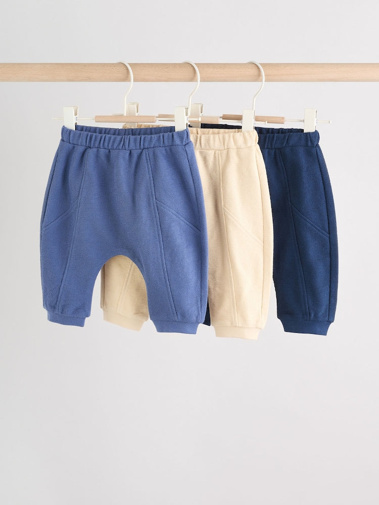 Blue/Neutral Joggers Baby 3 Pack (0mths-2yrs) - Size Up to 1 Month (56cm) - Blue/Neutral