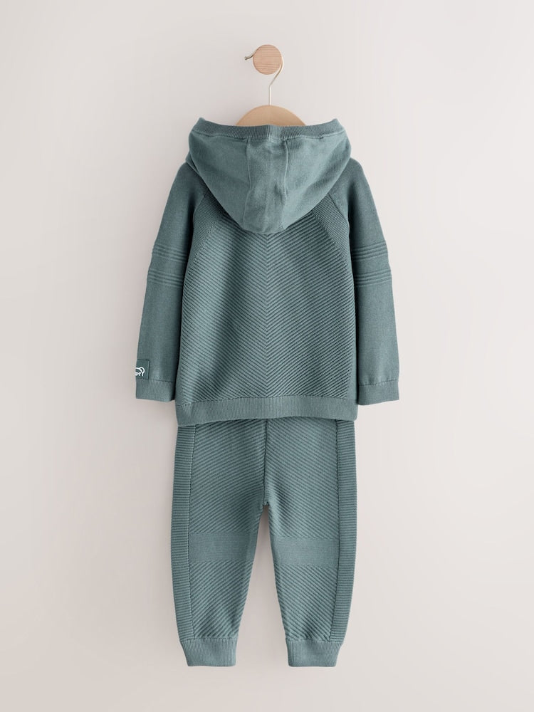 Blue Knitted Hoodie and Jogger Set (3mths-7yrs)