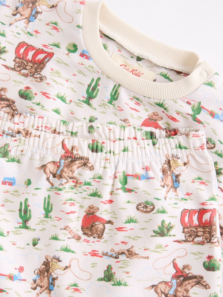 Cath Kidston Ecru Cowboy Baby Sweatshirt and Joggers Set