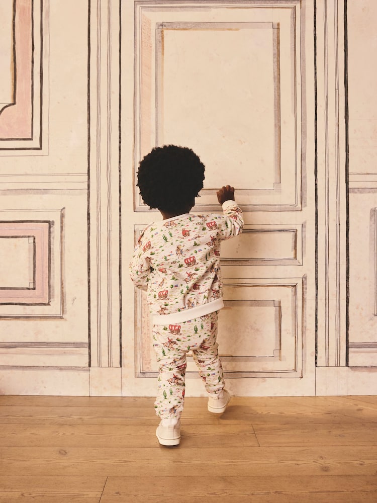 Cath Kidston Ecru Cowboy Baby Sweatshirt and Joggers Set