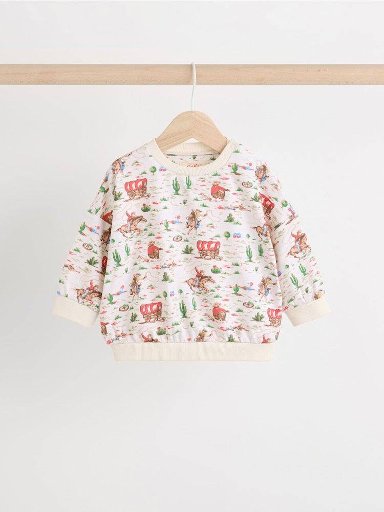 Cath Kidston Ecru Cowboy Baby Sweatshirt and Joggers Set