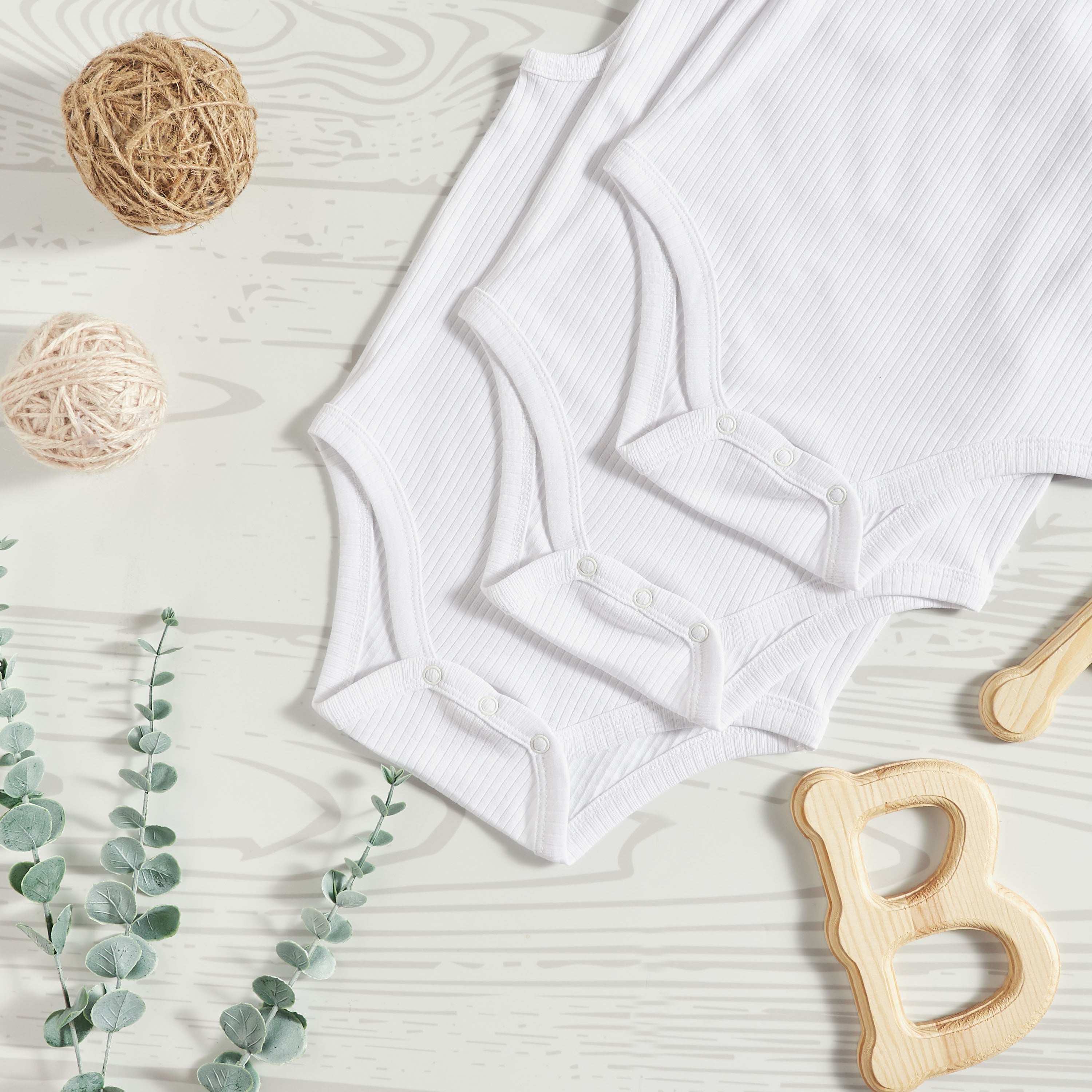 Pack of 3 - Ribbed Cotton Bodysuit