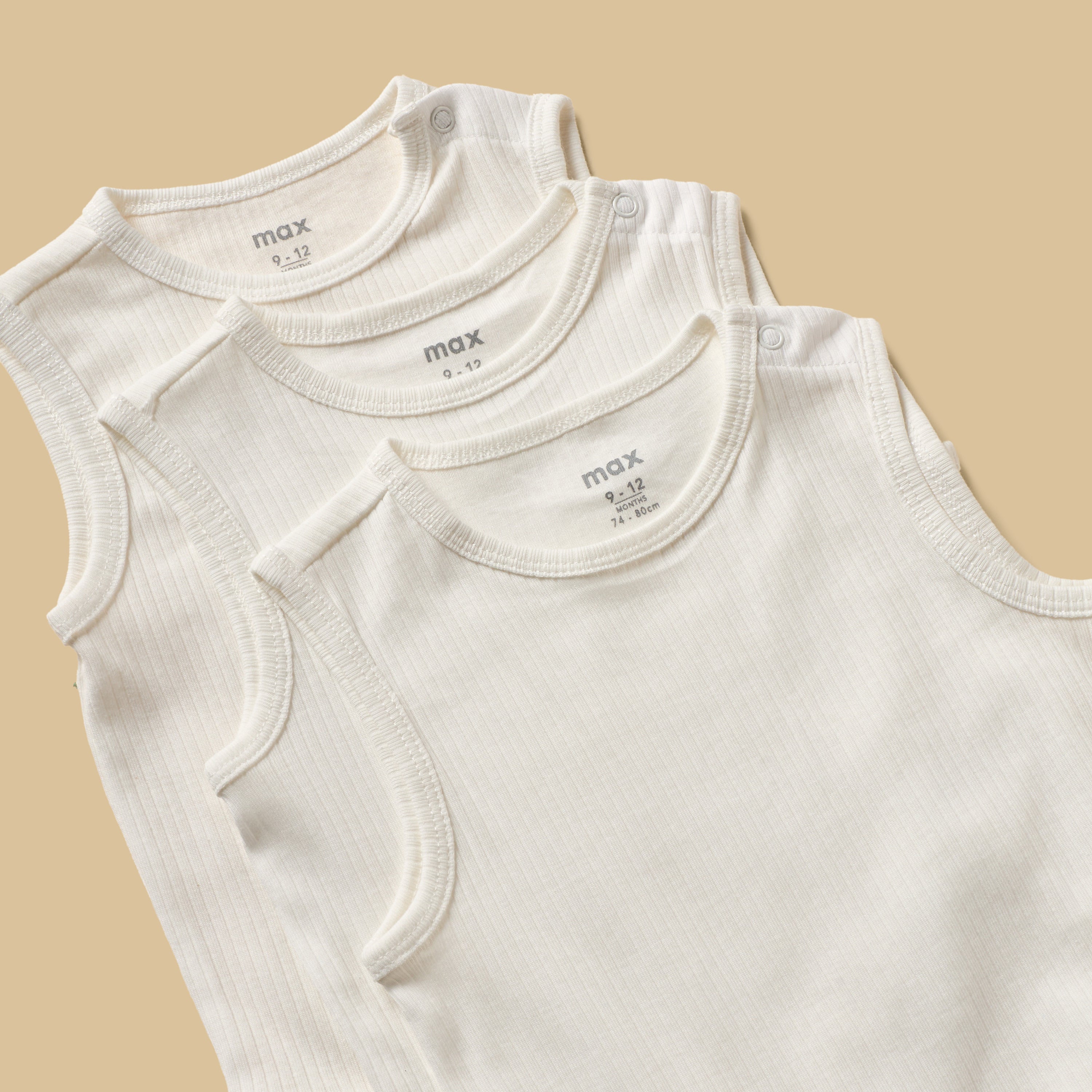 Pack of 3 - Ribbed Cotton Bodysuit