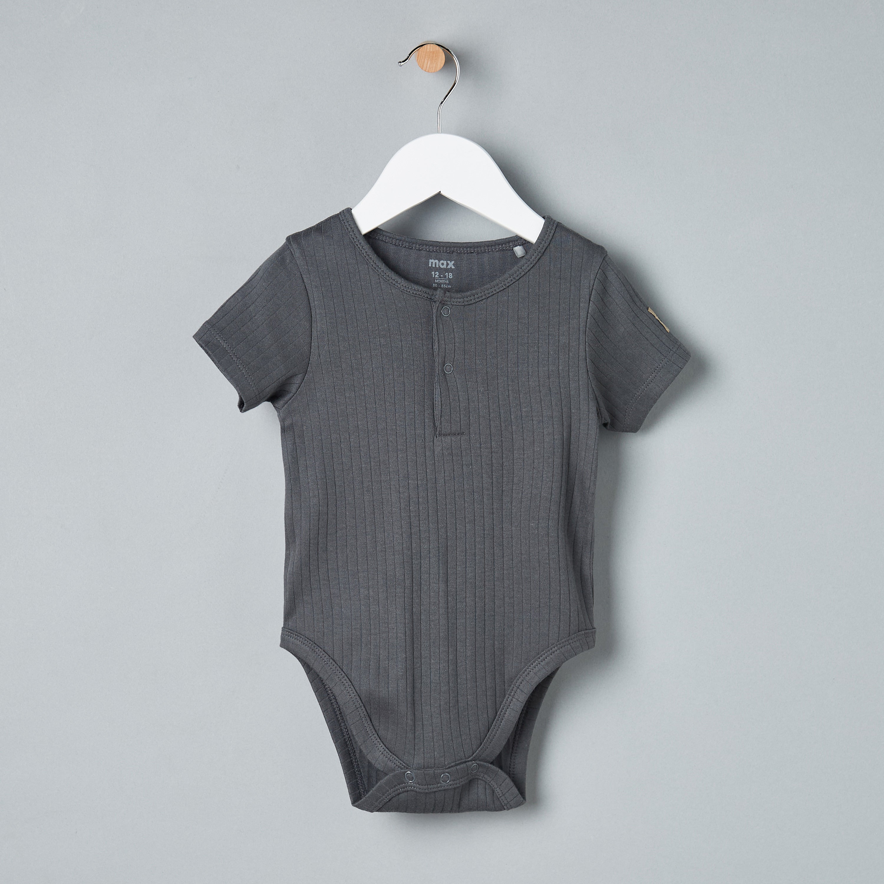 Pack of 2 - Ribbed Henley Neck Cotton Bodysuit
