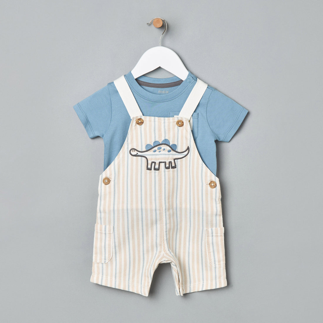 Dinosaur Applique Dungaree and T-shirt Set