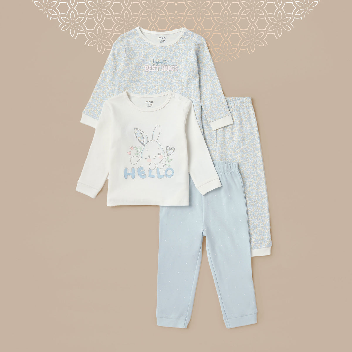 Pack of 2 - Printed Cotton Pyjama Set