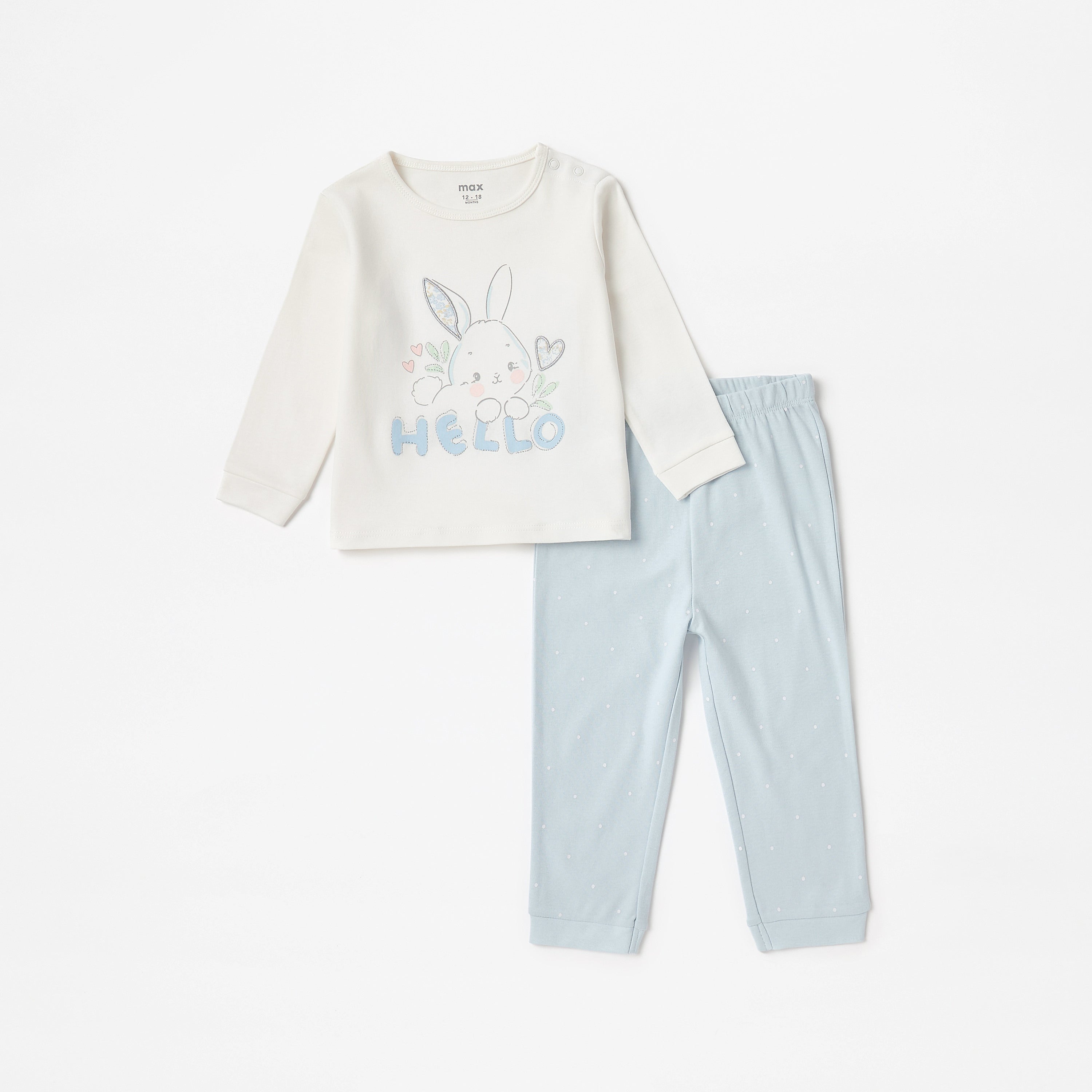 Pack of 2 - Printed Cotton Pyjama Set