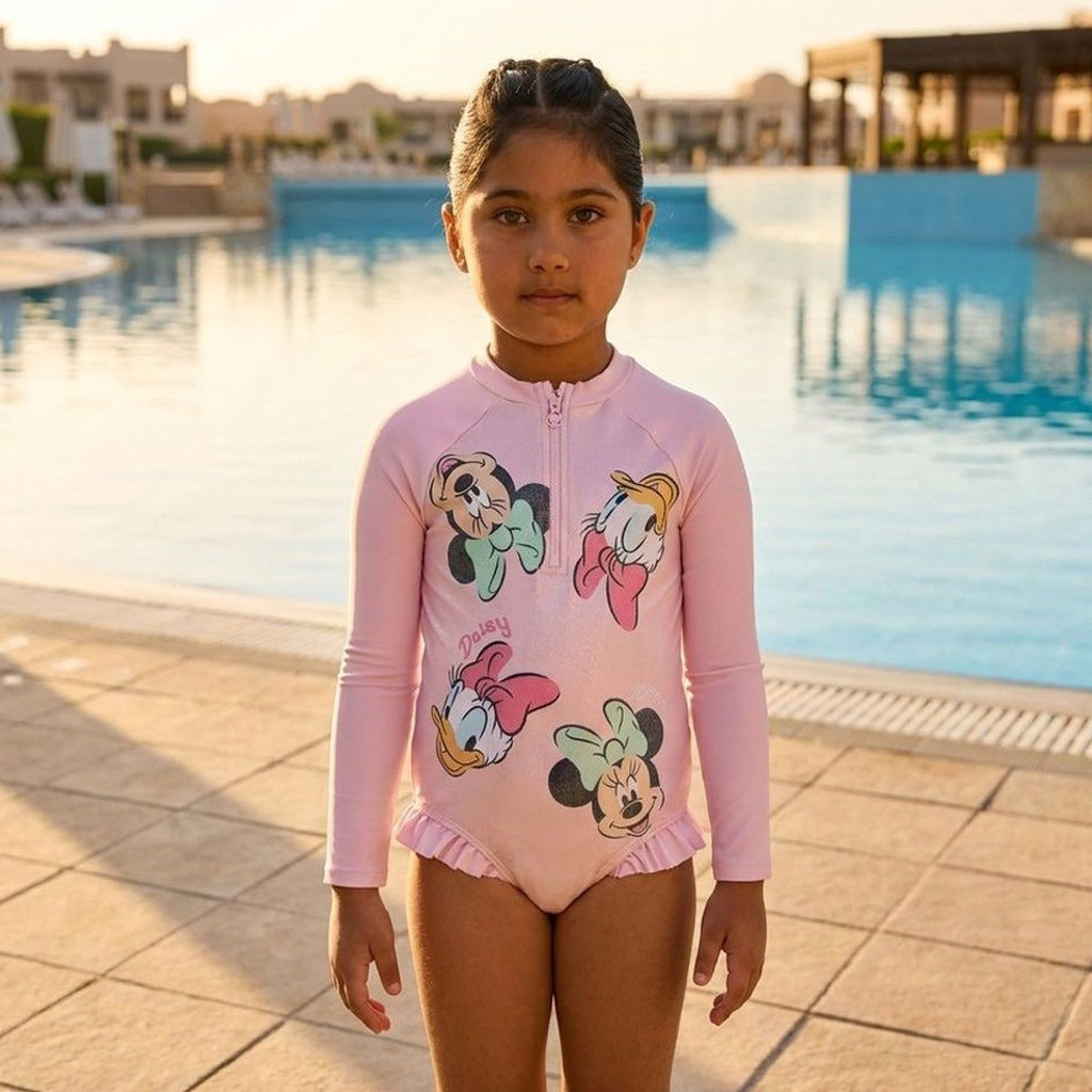 Minnie Mouse and Daisy Duck Print Swimsuit with Scrunchie - Pink / 2-3 yrs