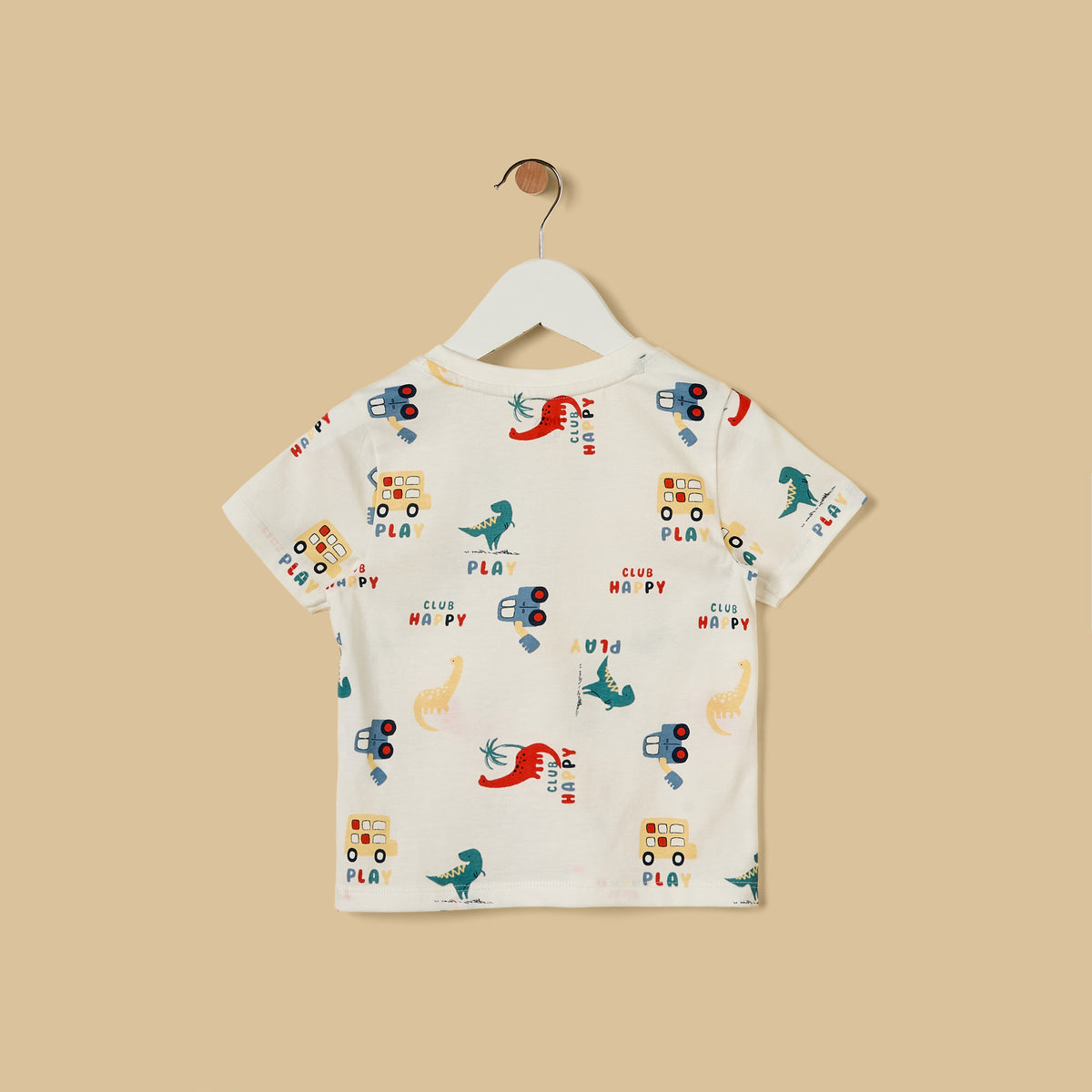 Dinosaur and Vehicle Print T-shirt