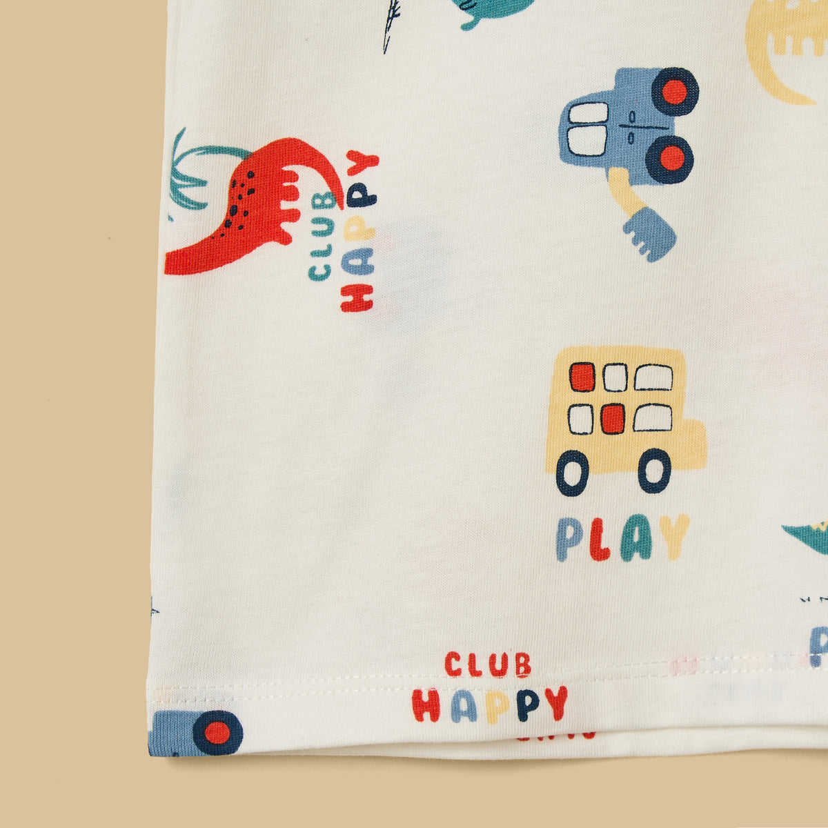 Dinosaur and Vehicle Print T-shirt