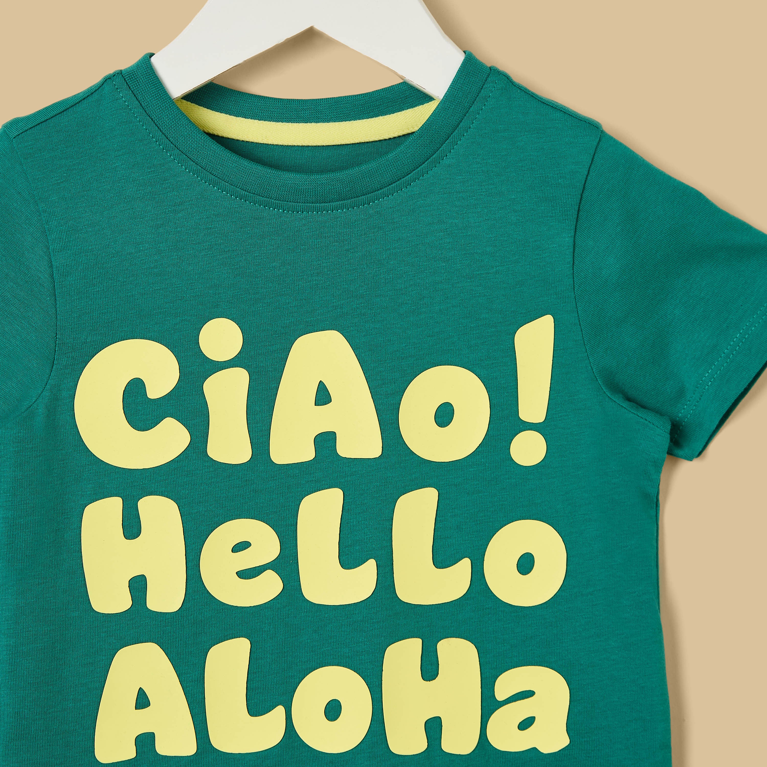 Slogan Print Cotton T-shirt