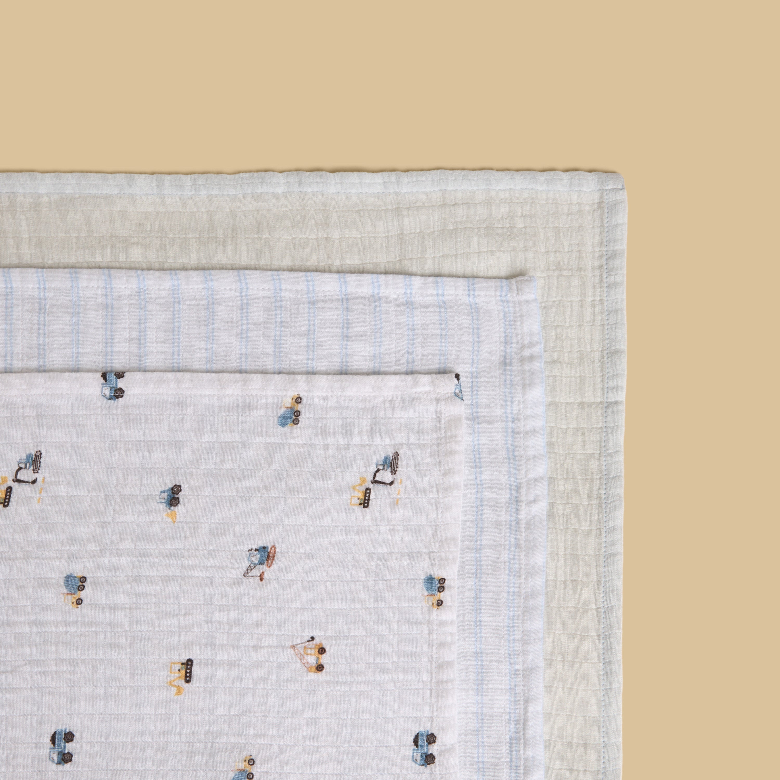 Pack of 3 - Tractor Print Muslin Cloth