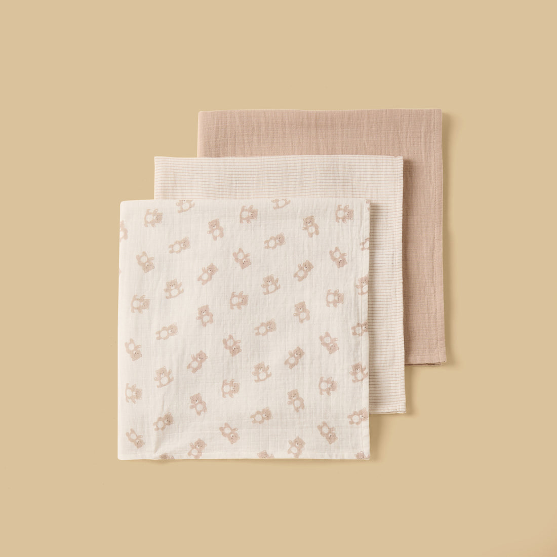 Pack of 3 - Assorted Muslin Wrap - Cream / Free Size