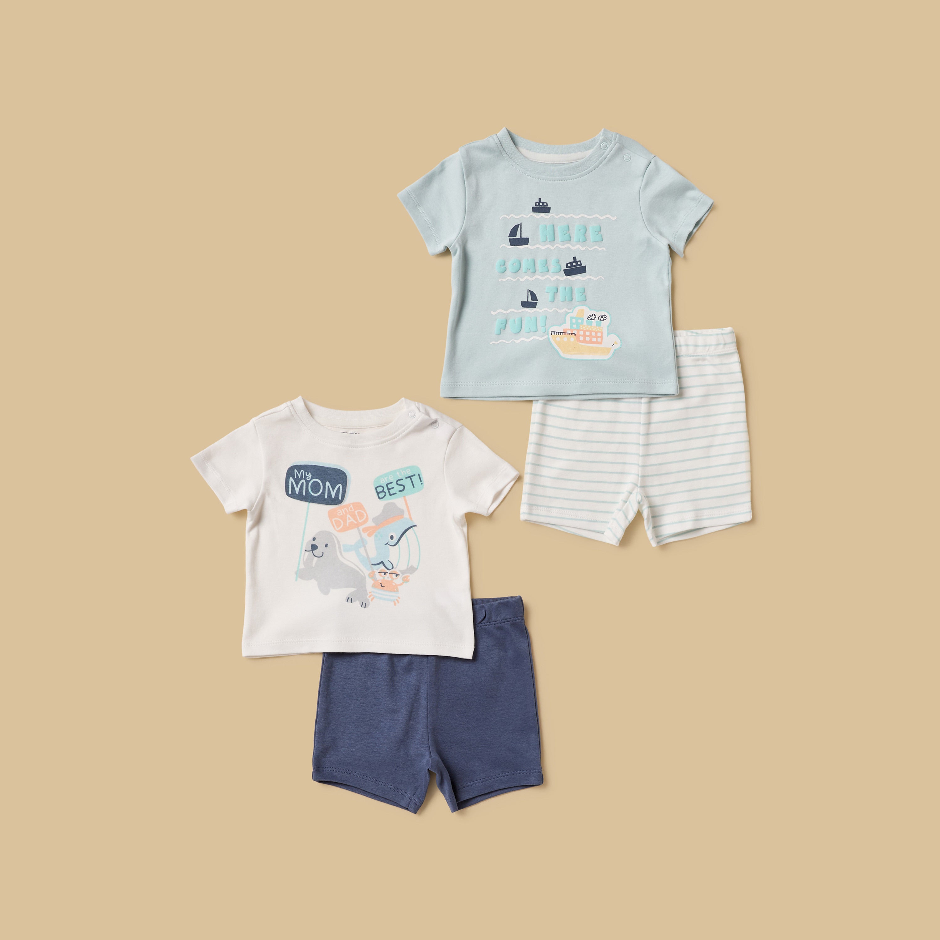 Pack of 2 - Printed Cotton Pyjama Set