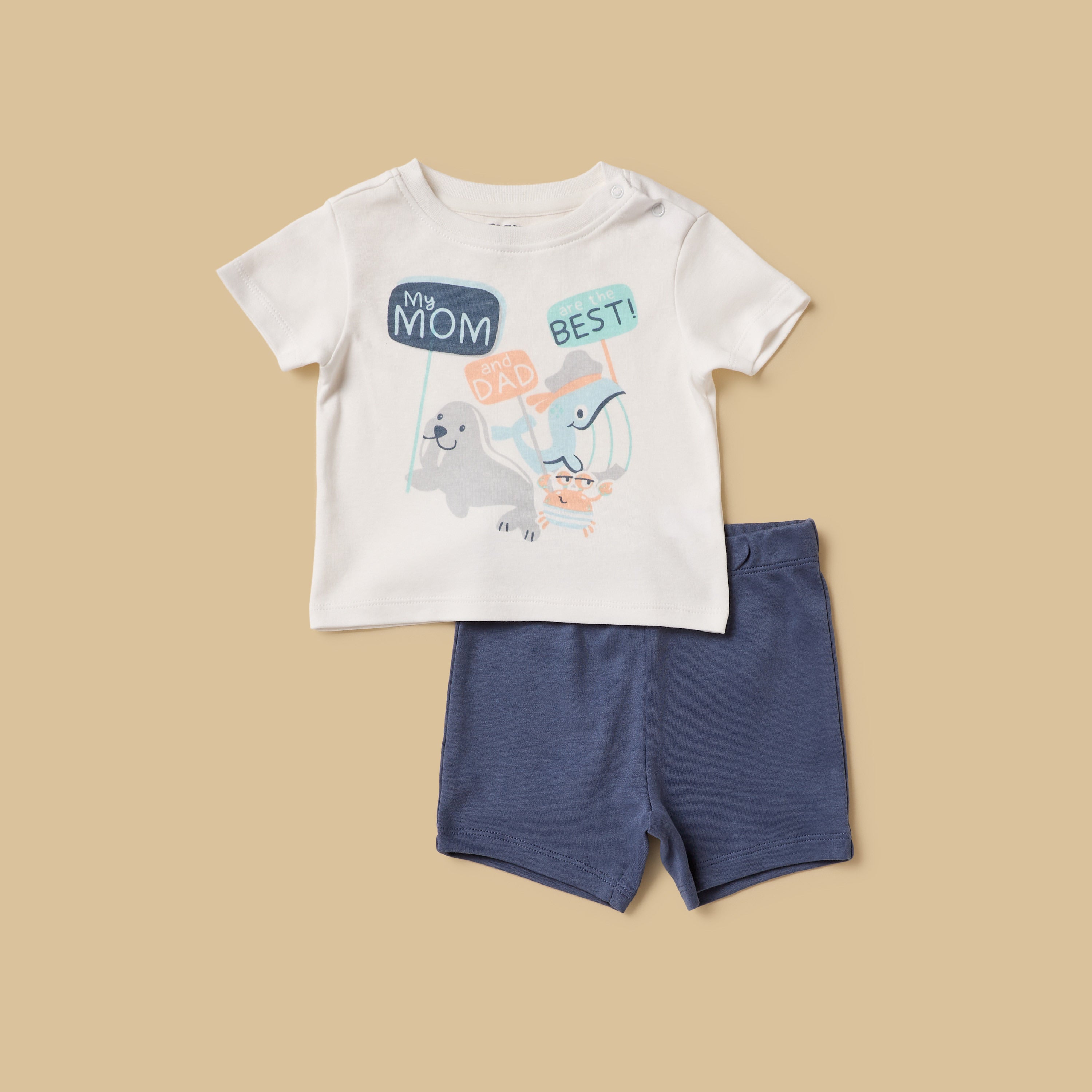Pack of 2 - Printed Cotton Pyjama Set