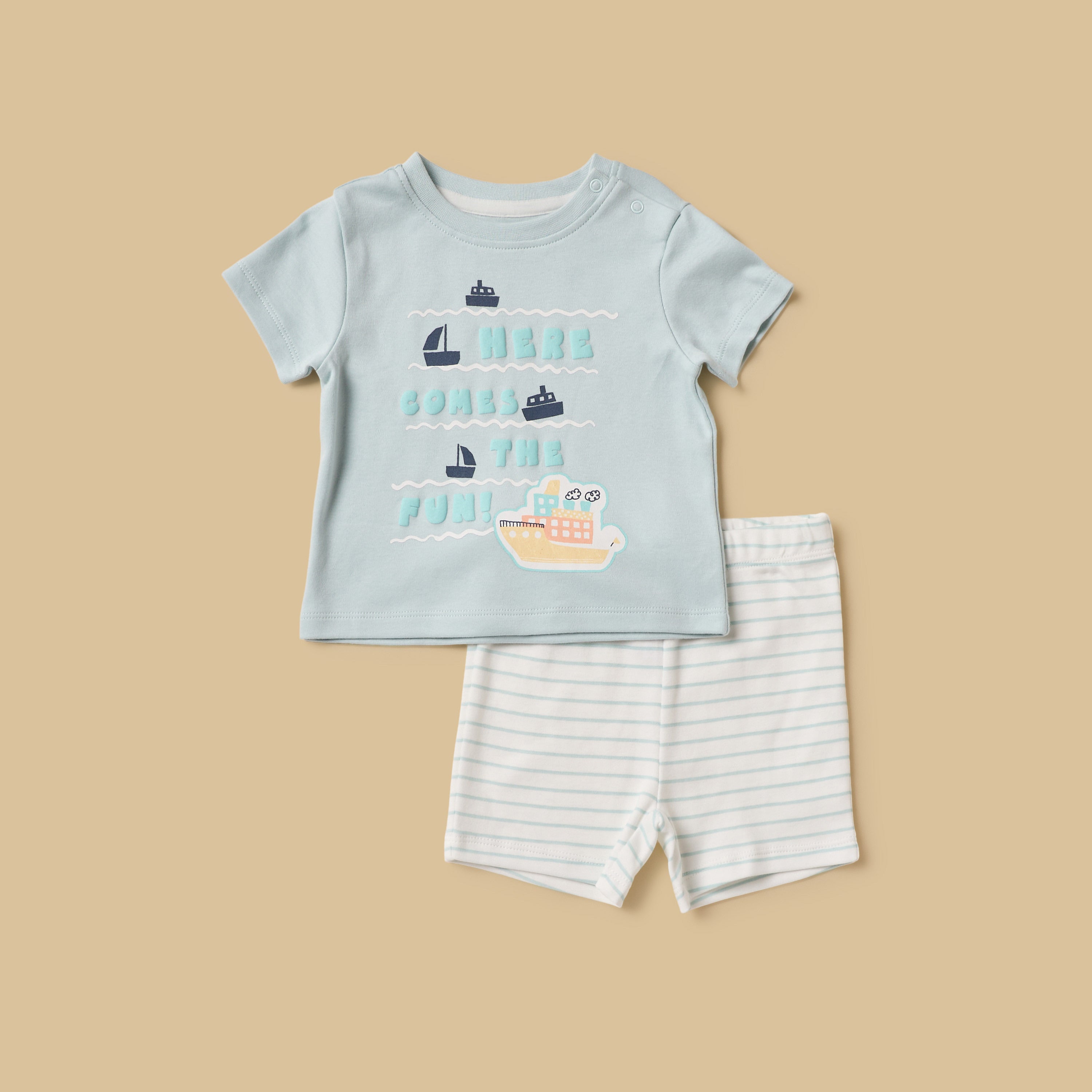Pack of 2 - Printed Cotton Pyjama Set