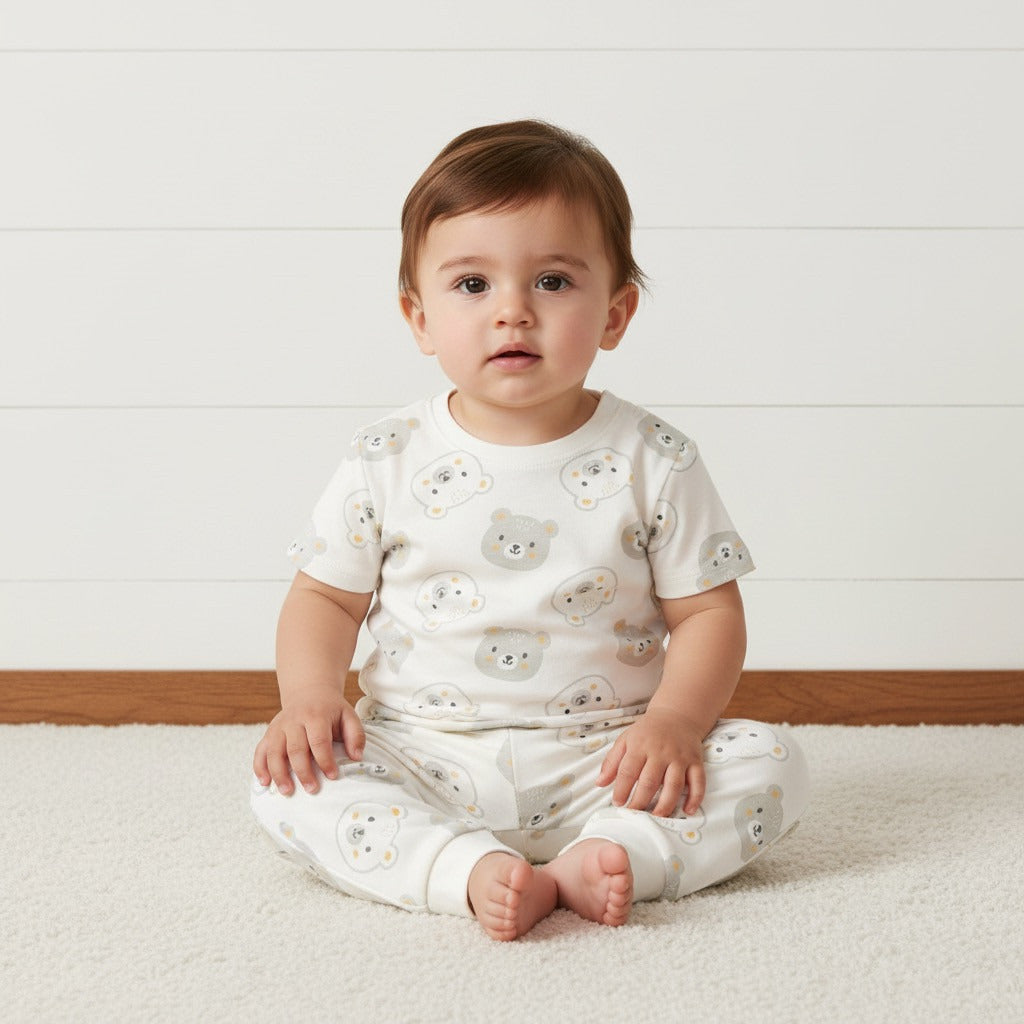 Pack of 2 - Bear Print Cotton Pyjama Set