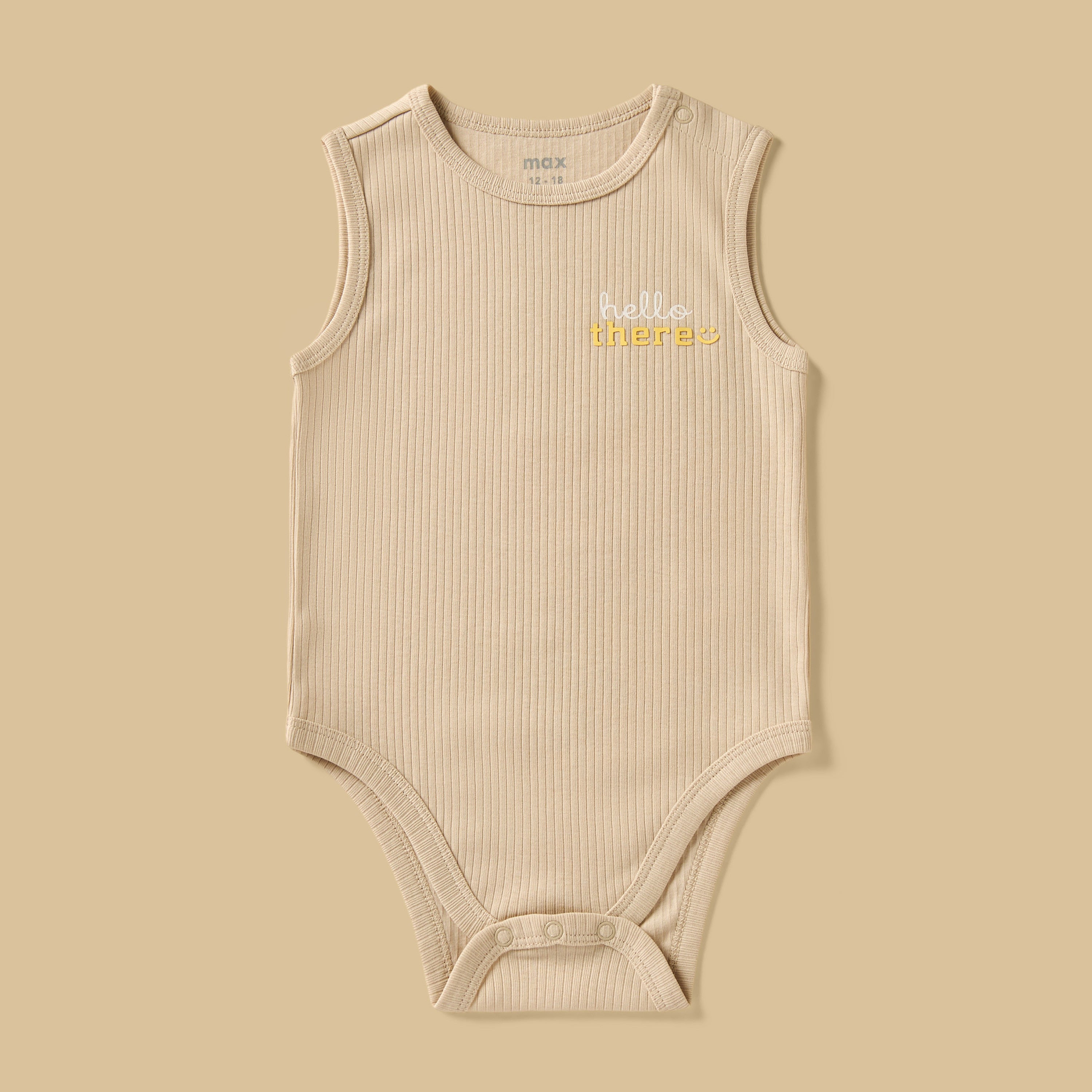 Pack of 3 - Printed Ribbed Sleeveless Cotton Bodysuit