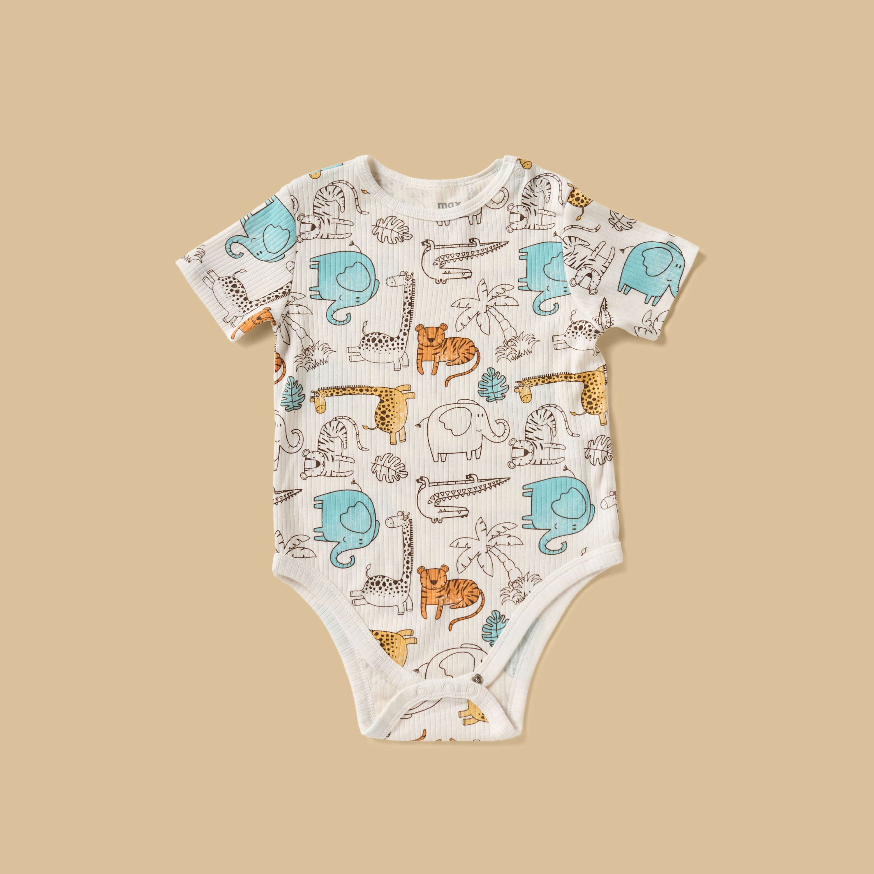 Pack of 3 - Safari Print Cotton Bodysuit